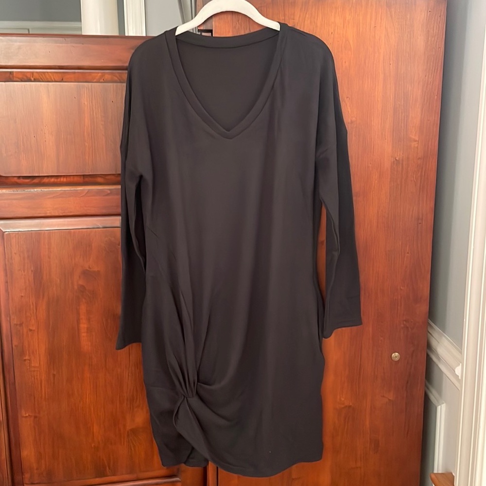 NEW Casual Tunic V-neck Pullover Long Sleeve Sweater Dress - Picture 6 of 9